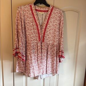 Cynthia Rowley Red and White Floral Tunic